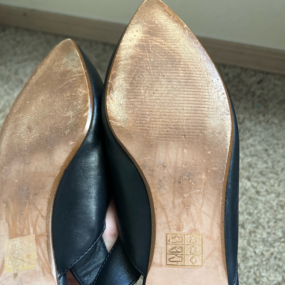 Madewell The Ava Slingback Flat Leather Black Size 7 Women's Business Travel Tan - Picture 10 of 11